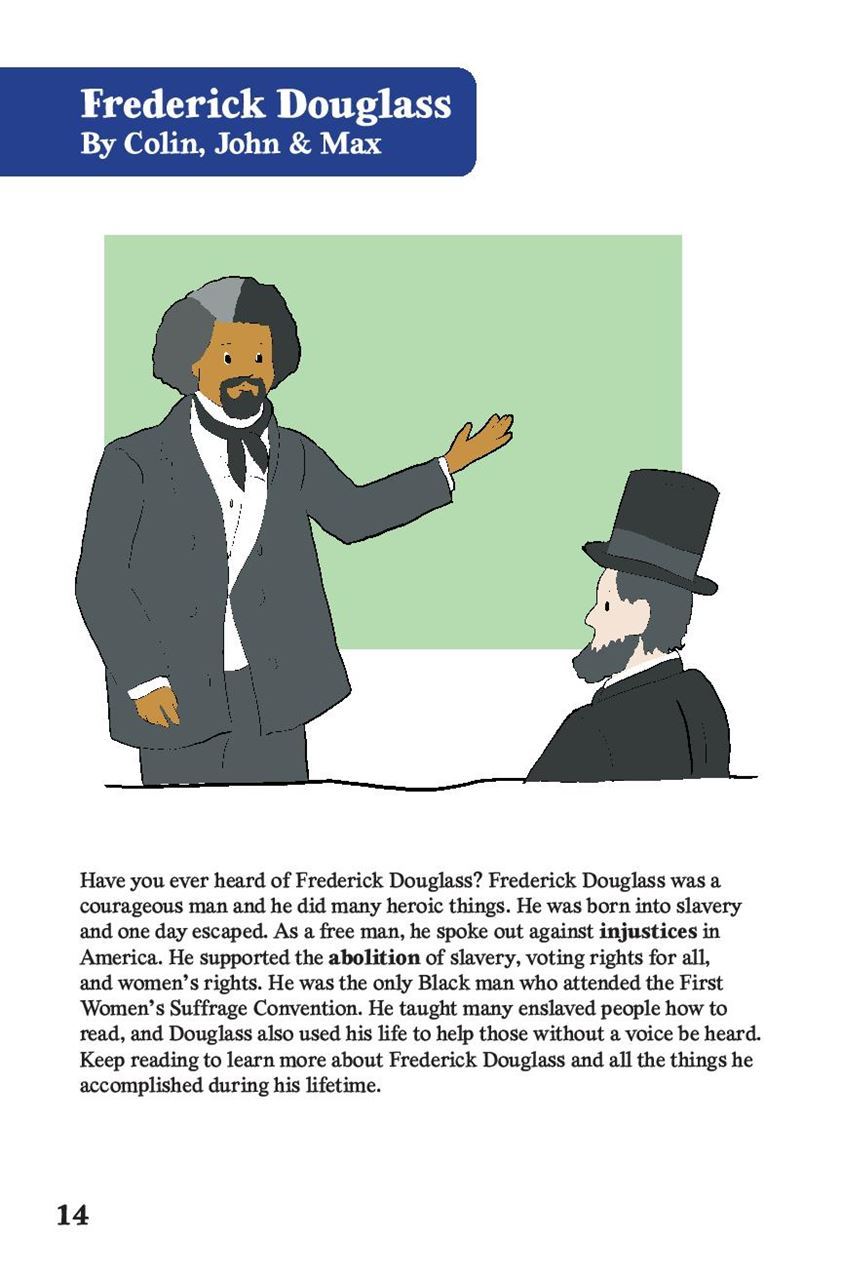 A link/image to download a short biography about Frederick Douglass