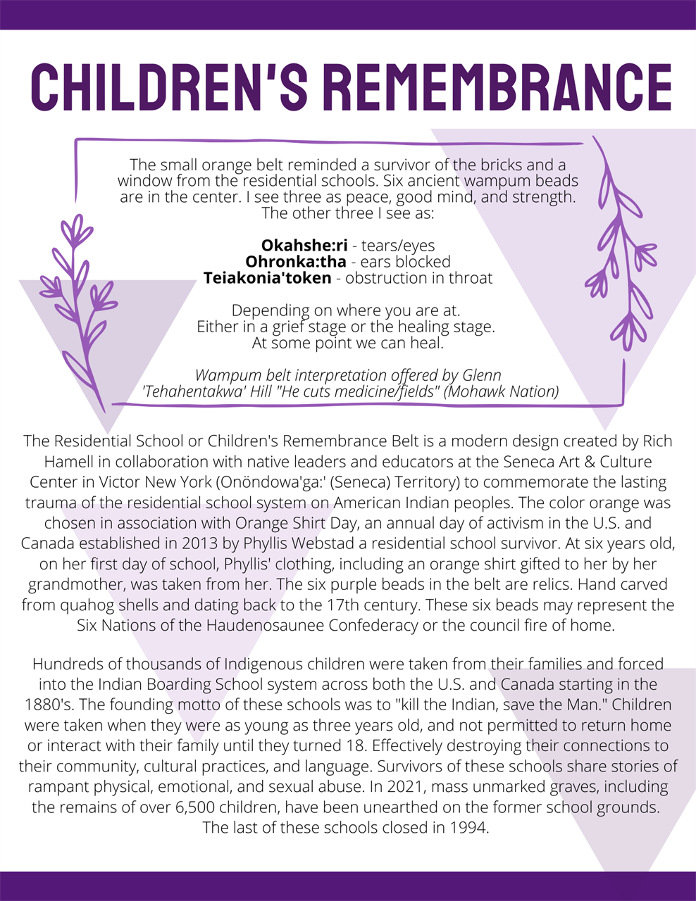Children’s Remembrance Belt information