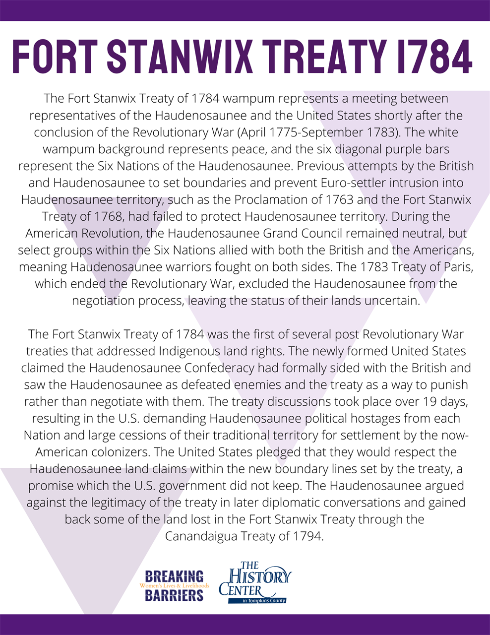 Fort Stanwix Treaty 1784 wampum information