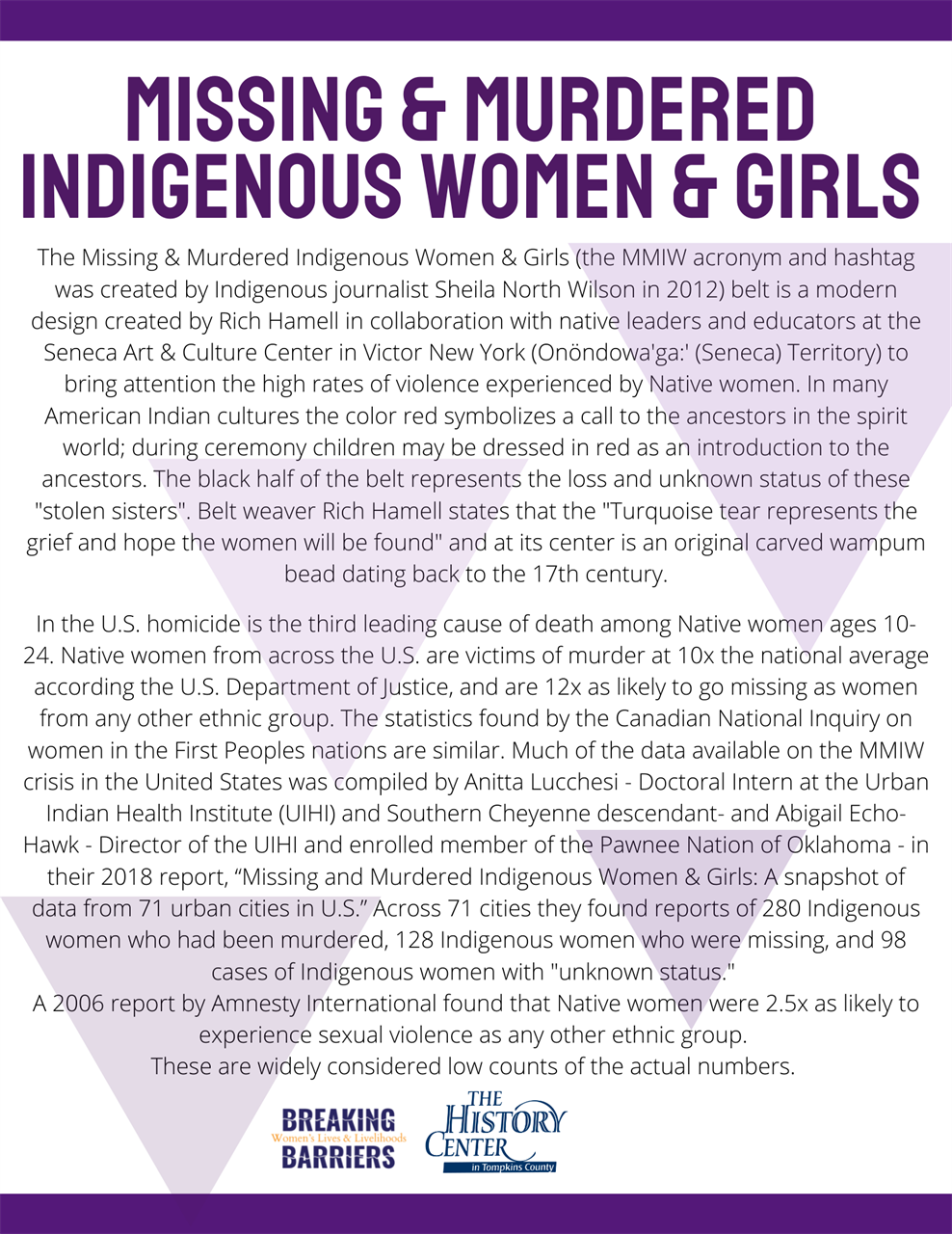 Missing and Murdered Indigenous Women and Girls wampum information