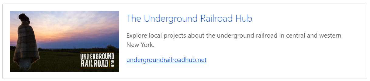 Link/Image to the underground railroad hub website
